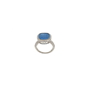 Beautiful Stone Diamond Ring In 925 Sterling 