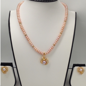 Pink pearls pendent set with pink flat pear