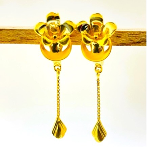 22k yellow gold classy plain earrings