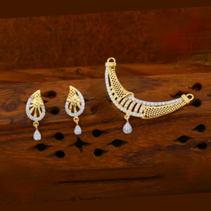 916 gold cz chex shape design mangalsutra pen