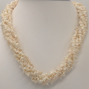 White Flower Pearls 6 Layers Twisted Necklace
