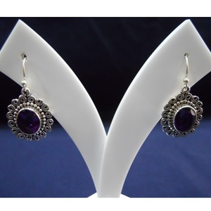 amethyst earring in sterling silver