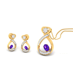 22k gold cz attractive pendant set