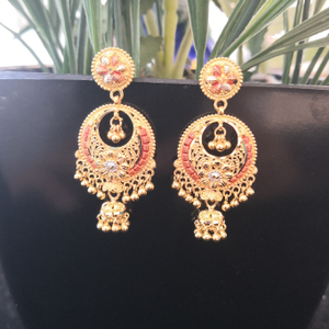 916 gold kalkati work earrings