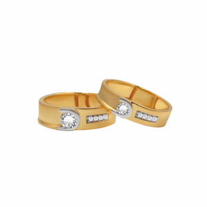 Solitaire CZ Couple Ring 18k Gold