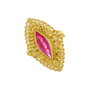 Pink  stone studded ring design