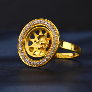 22KT Women's Gold Classic Hallmark CZ Ring LR
