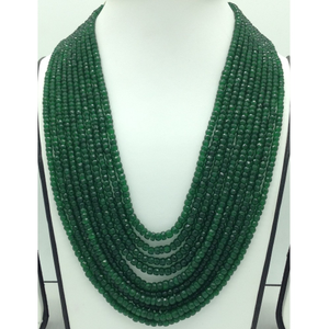 Natural Green Bariels Round Faceted 10 Laye