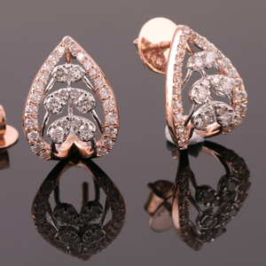 18kt Rose gold pan shaped diamond bali earrin