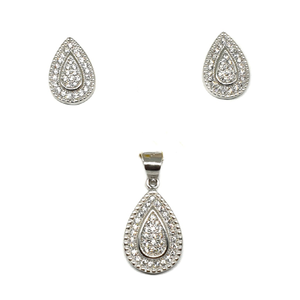 925 Sterling Silver Pear Shape Pendant Set MG