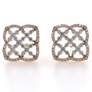 18k rose gold square design diamond earring r