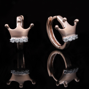 18kt rose gold diamond fancy bali earrings