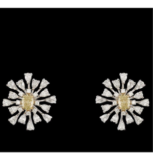 Diamonds and Citrine Ear Studs JSJ0011