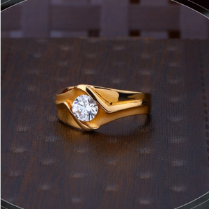 22k yellow gold trendy cz ring for mens r18-8