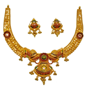 22k gold calcutti half necklace set mga - gn0