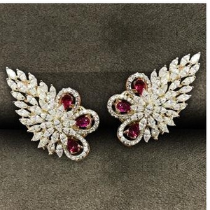 9KT Leaf Shape Swarovski Ladies Earring