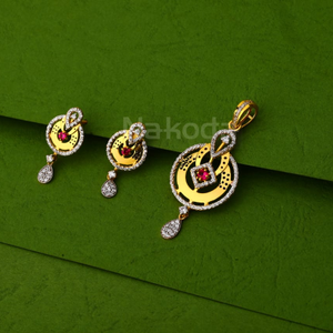 22KT Gold Ladies Classic Pendant Set FPS385