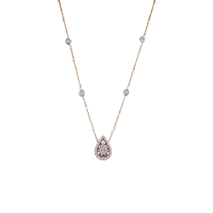18K Gold Lab Grown Round Diamond Pendant Chai