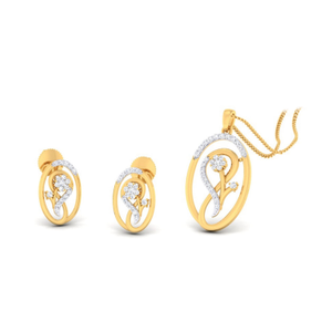 22k gold cz sara pendant set