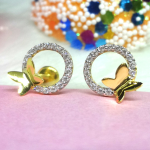 916 gold cz diamond butterfly pattern earring