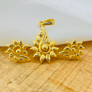 22k Gold Plain Elegant Pendant Set