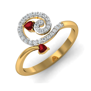 14KT GOLD HEART STONE RING
