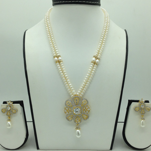 White cz pendent set with 2 line flat pear