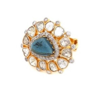 22k Gold Blooming Kundan Ring For Women