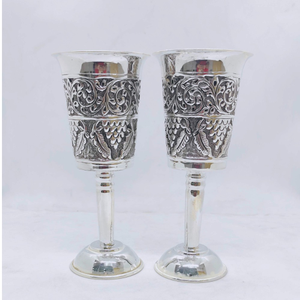 Stylish and pure silver wine glasses in fine 