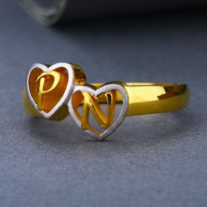 22 Carat gold letter name p And N Rings rH-GR