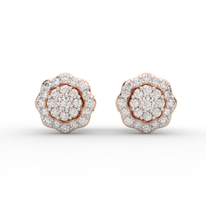 Art Deco Floral Style Stud Diamond Earrings