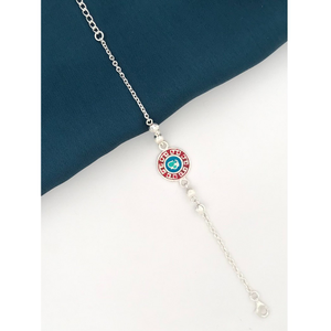 925 Silver Om Colourful Design Brother Rakhi