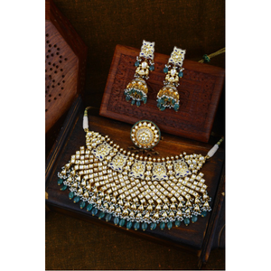 22KT Gold Designer Kundan Wedding Necklace Se