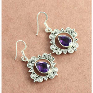 925 Silver Earrings With Colored Diamond