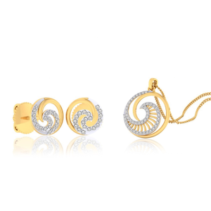 22k gold cz lapin pendant set