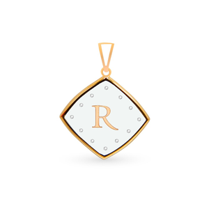 ' R ' Alphabet 18k Real Diamond Glass Pendant
