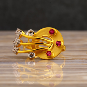 22CT Gold CZ Women's Classic Hallmark Long Ri