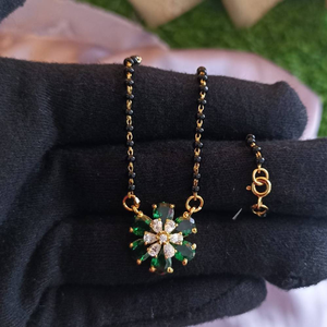 925 silver flower ruby pear magalsutra