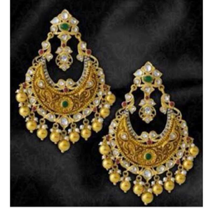 916 Yellow Gold Indian Modern Earrings With N