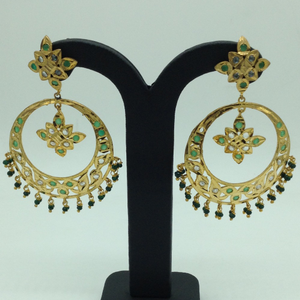 White and Green CZ Stones Ear Chand Bali JE