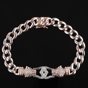 18kt jaguar shine shaped diamond men's bracel