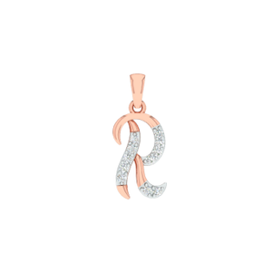 18k rose gold real diamond alphabet pendant m