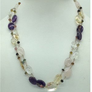 Multicolour Semiprecious Oval Aweja Long Cha