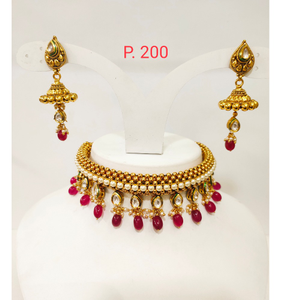 Antique Gold polish kundan & moti work de