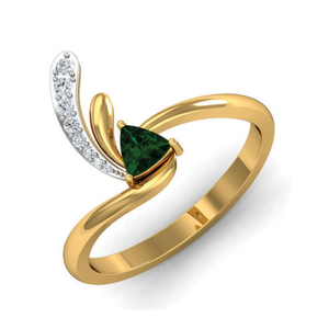 14KT GOLD TRINGLE GREEN STONE RING