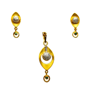 22K Gold Matte Finish Designer Pendant Set MG