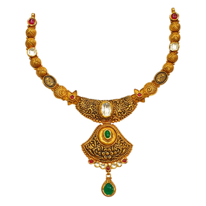 22K Gold Antique Designer Necklace Set MGA - 
