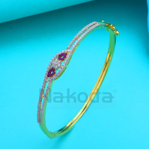 750 Gold CZ Ladies Classic Kada Bracelet LKB2