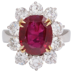 5 Carat No Heat Burma Ruby Diamond Ring