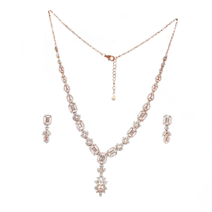 Rose Silver Necklace Set In 925 Sterling Silv